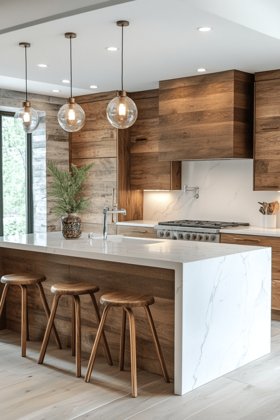 Floating Hickory Kitchen Design