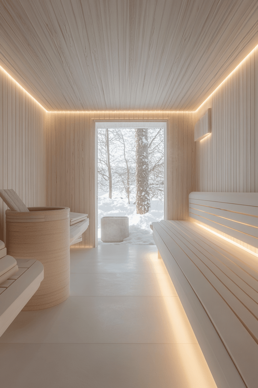 Bright Minimal Sauna Space