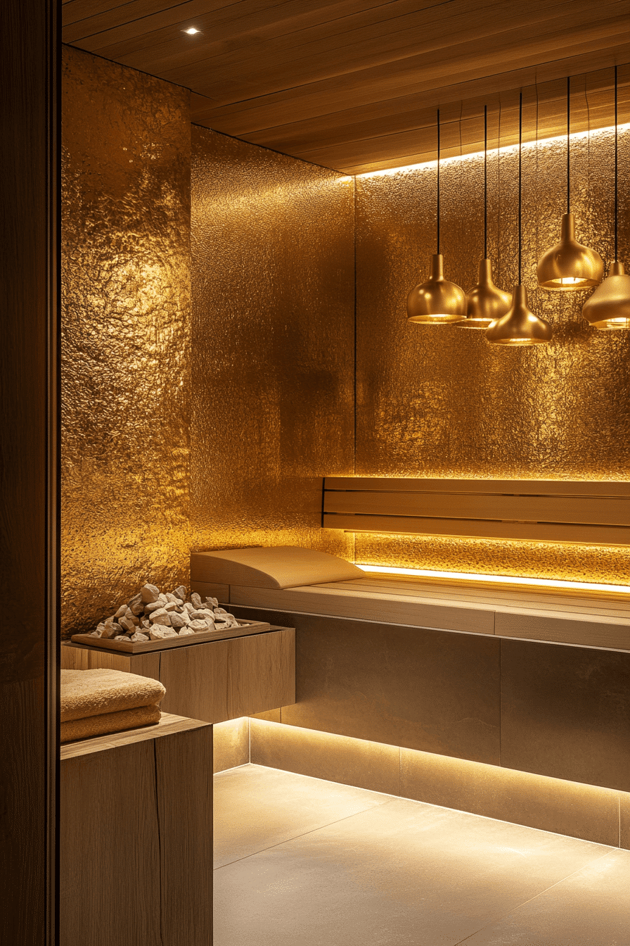 Gold Detail Sauna Design