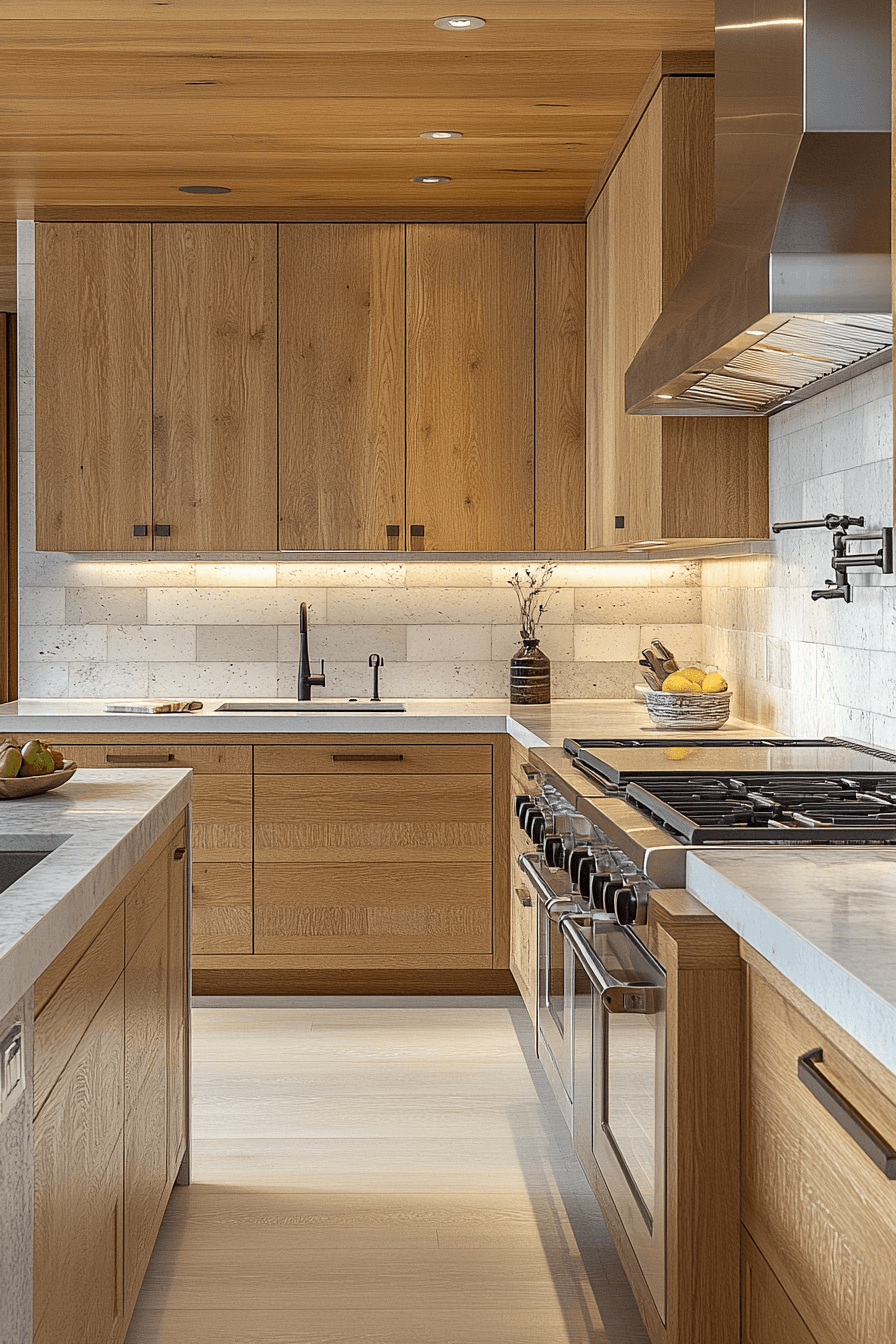 Vertical Hickory Cabinet Design