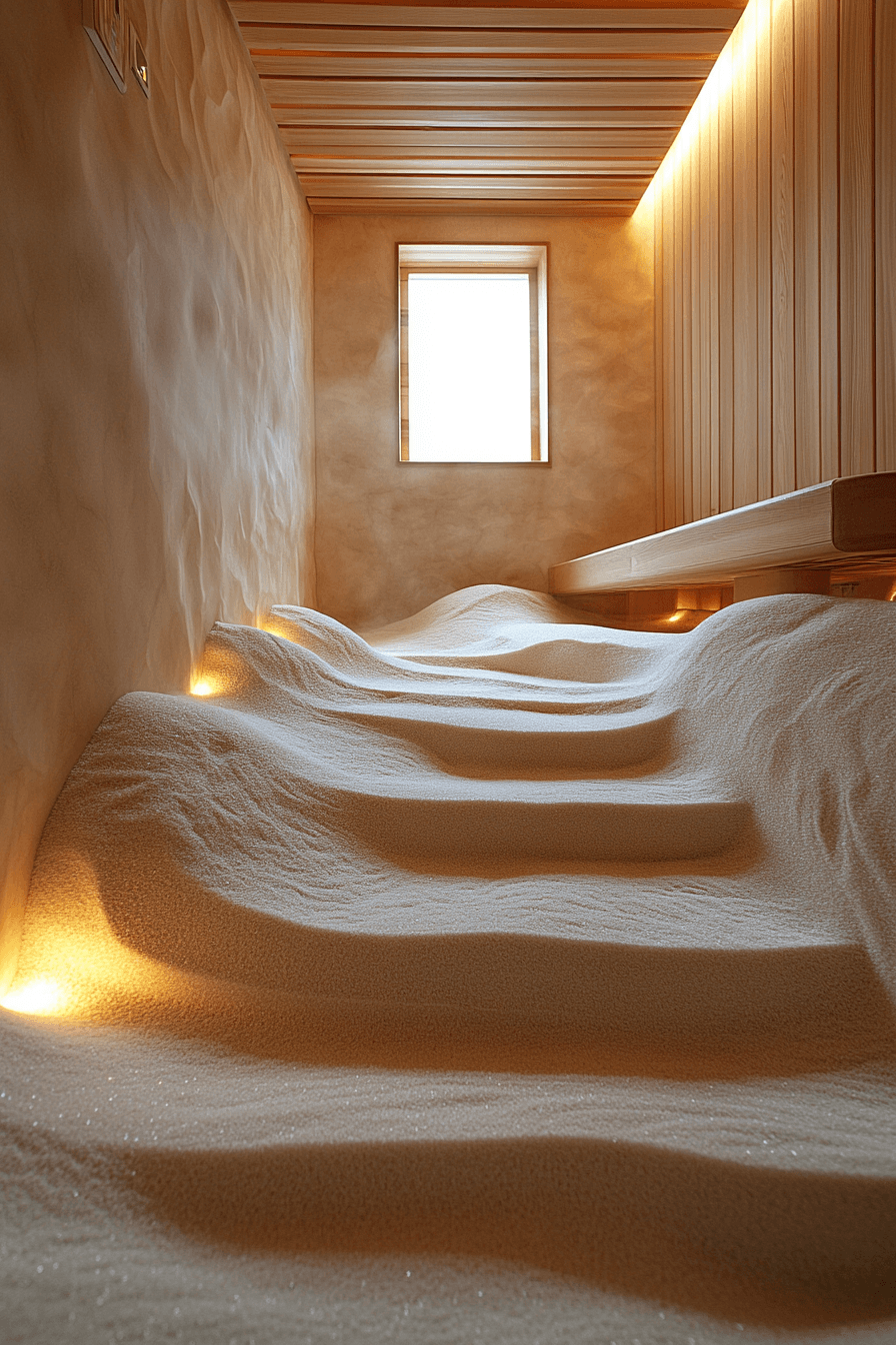 Textured Floor Sauna Design