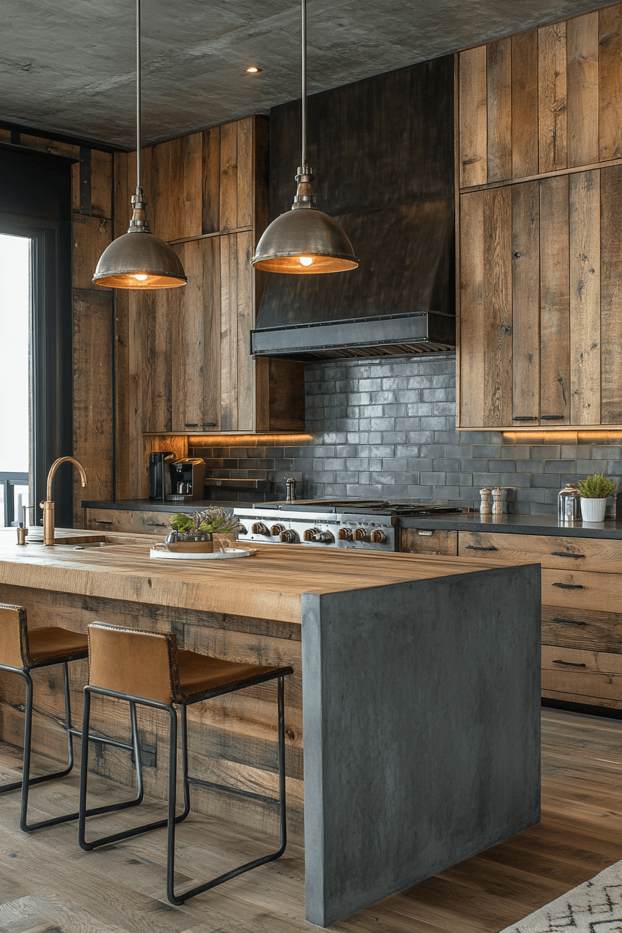 Industrial Hickory Kitchen Style
