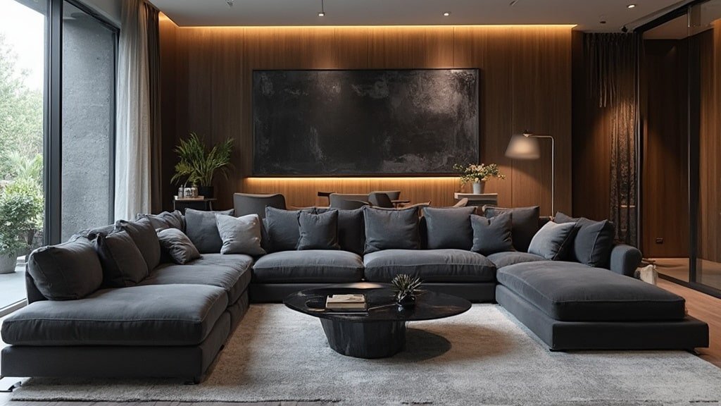 charcoal couch living room