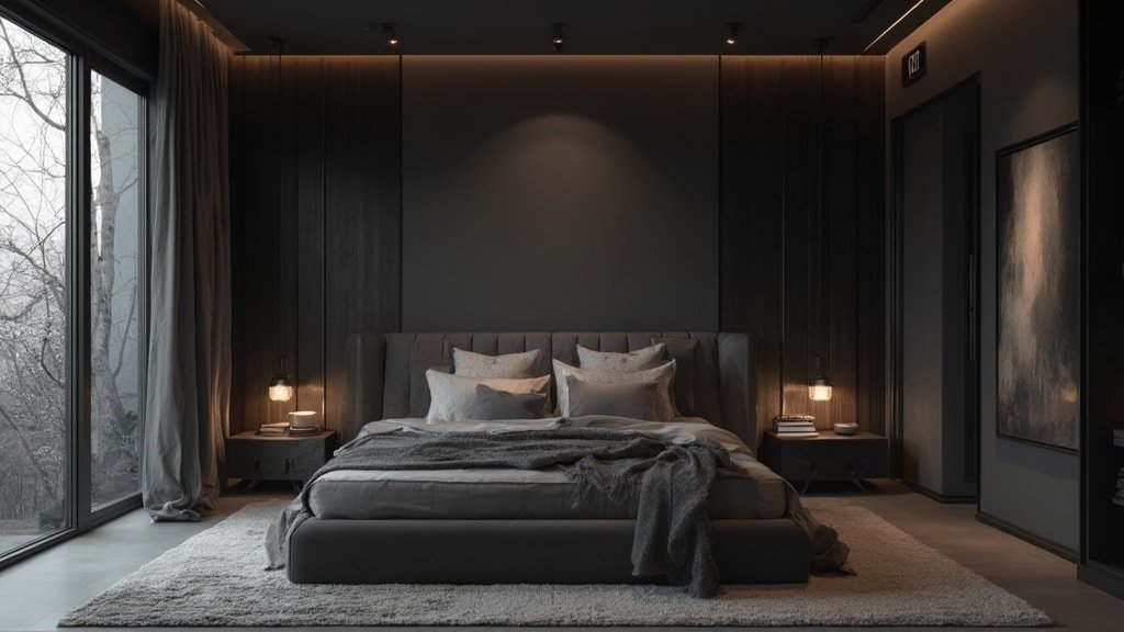 dark grey bedroom