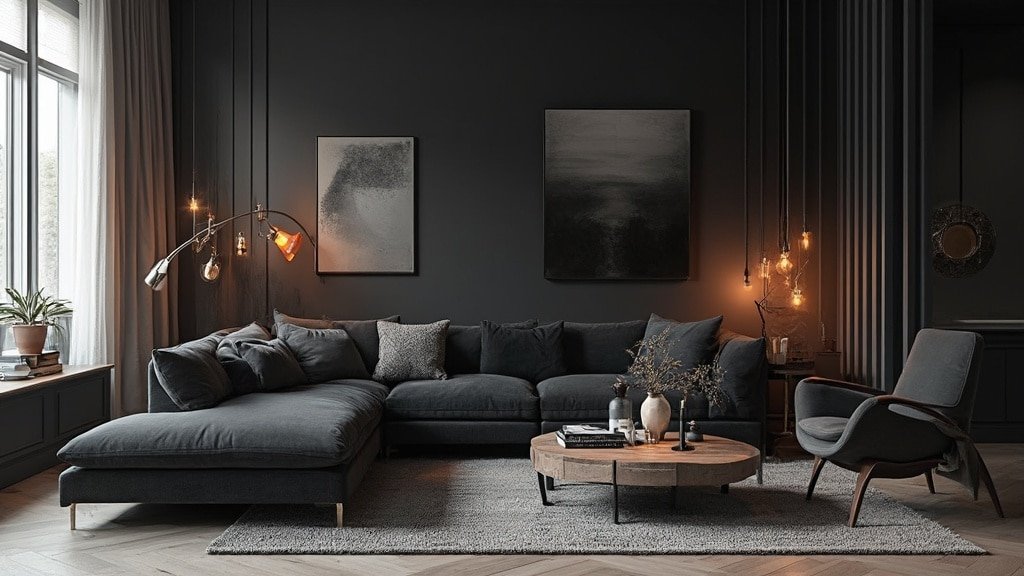 dark grey couch living room