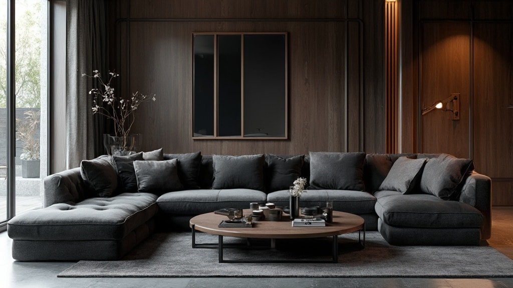 dark grey sofa living room