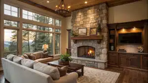 living room with fireplace