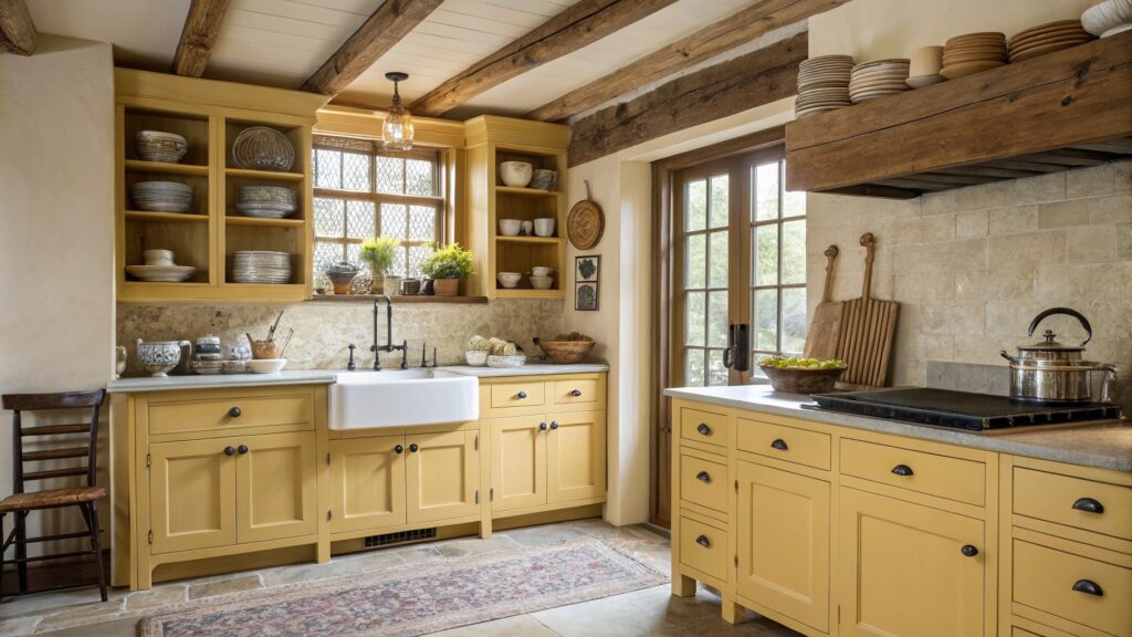 yellow farmhouse kitchen