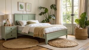 Green And Neutral Bedroom