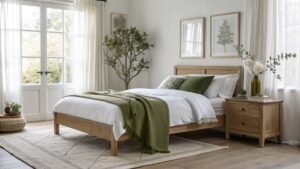 White And Olive Green Bedroom
